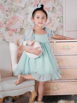 Maisie Dress in Mint | Set with Bow Clip