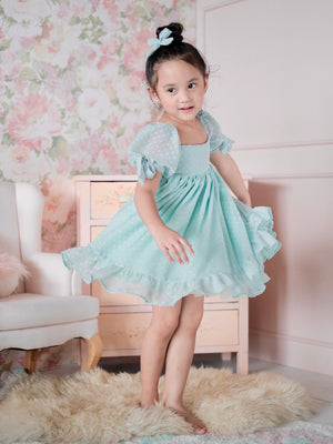 Maisie Dress in Mint | Set with Bow Clip