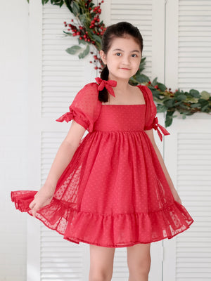 Maisie Doll Dress with Bow Clip | Red