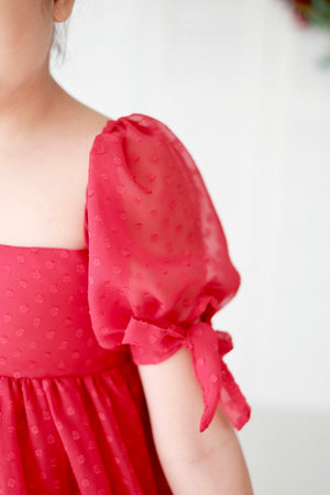 Maisie Doll Dress with Bow Clip | Red