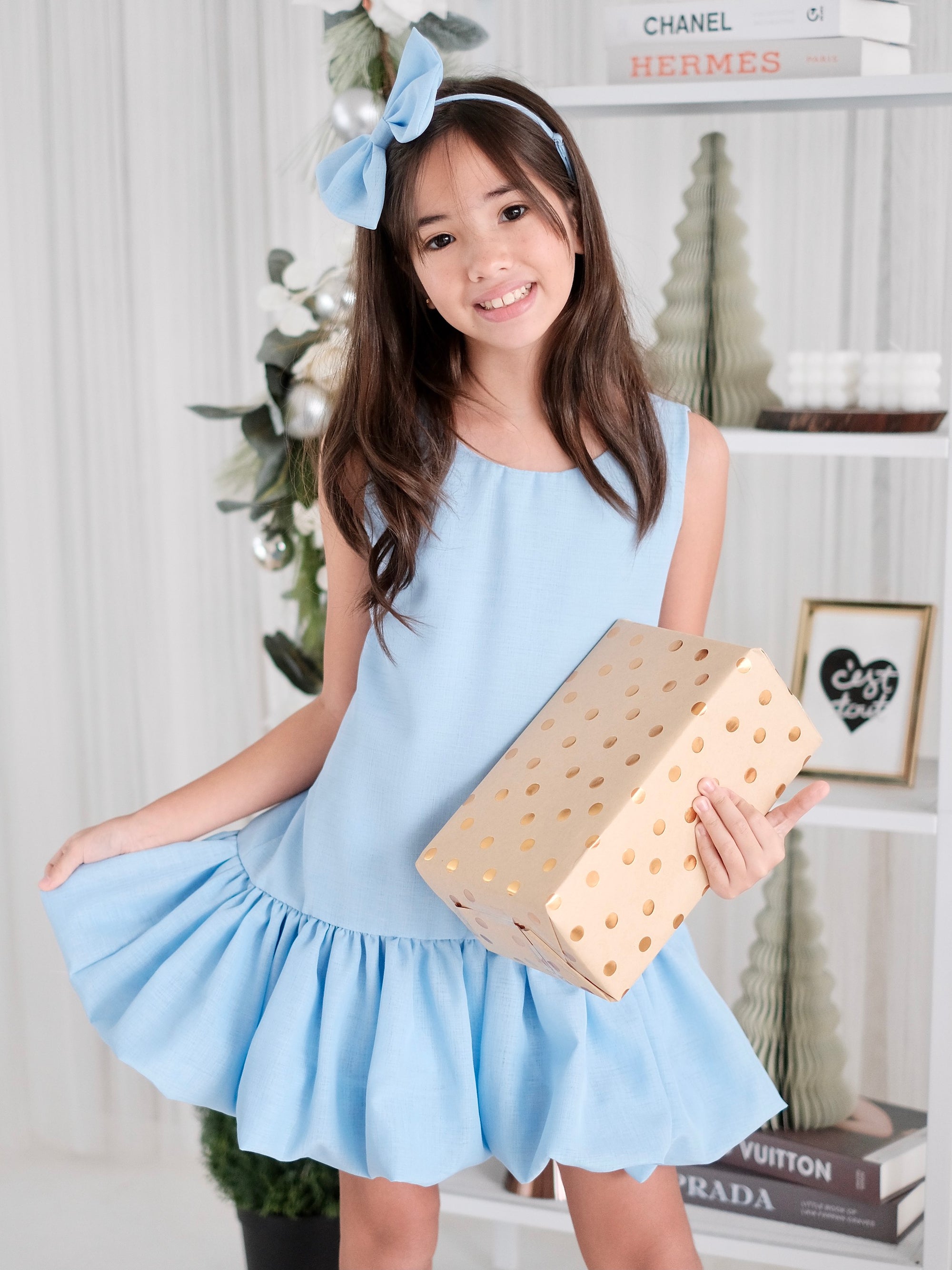 Vania Dress Set with Bow | Baby Blue
