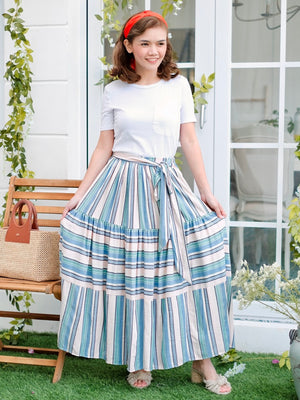 Calluna Striped Linen Skirt
